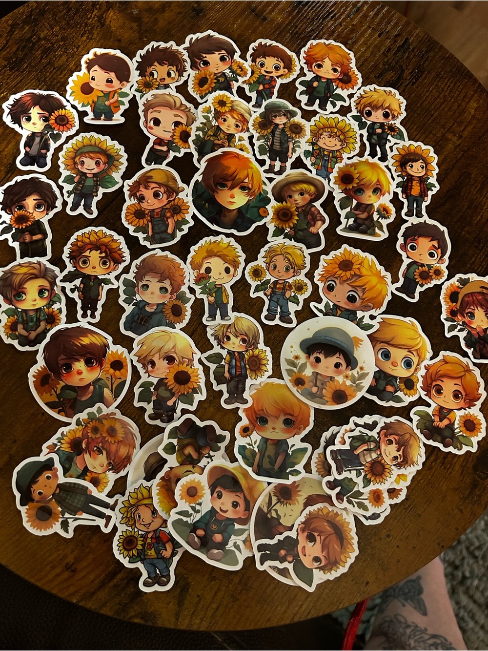 Chibi Sunflower Character Sticker Pack - Assorted Cute Characters 45 Pack